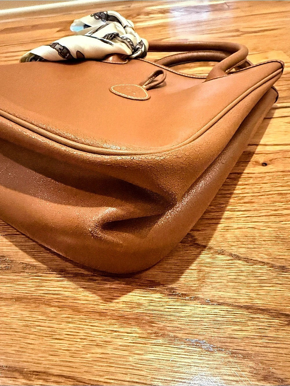 Vintage Longchamp Roseau Leather Handbag – Cognac - Picture 9 of 11